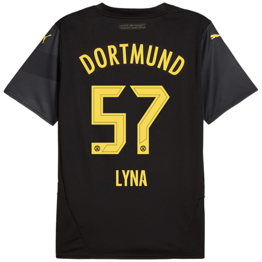 Gyermek Schwarz Lyna #57 Fekete Sárga Idegenbeli Jersey 2024/25 Mez Póló Ing