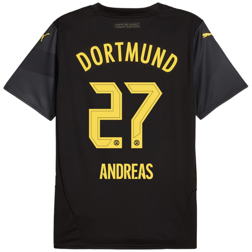 Gyermek Kuno Andreas #27 Fekete Sárga Idegenbeli Jersey 2024/25 Mez Póló Ing