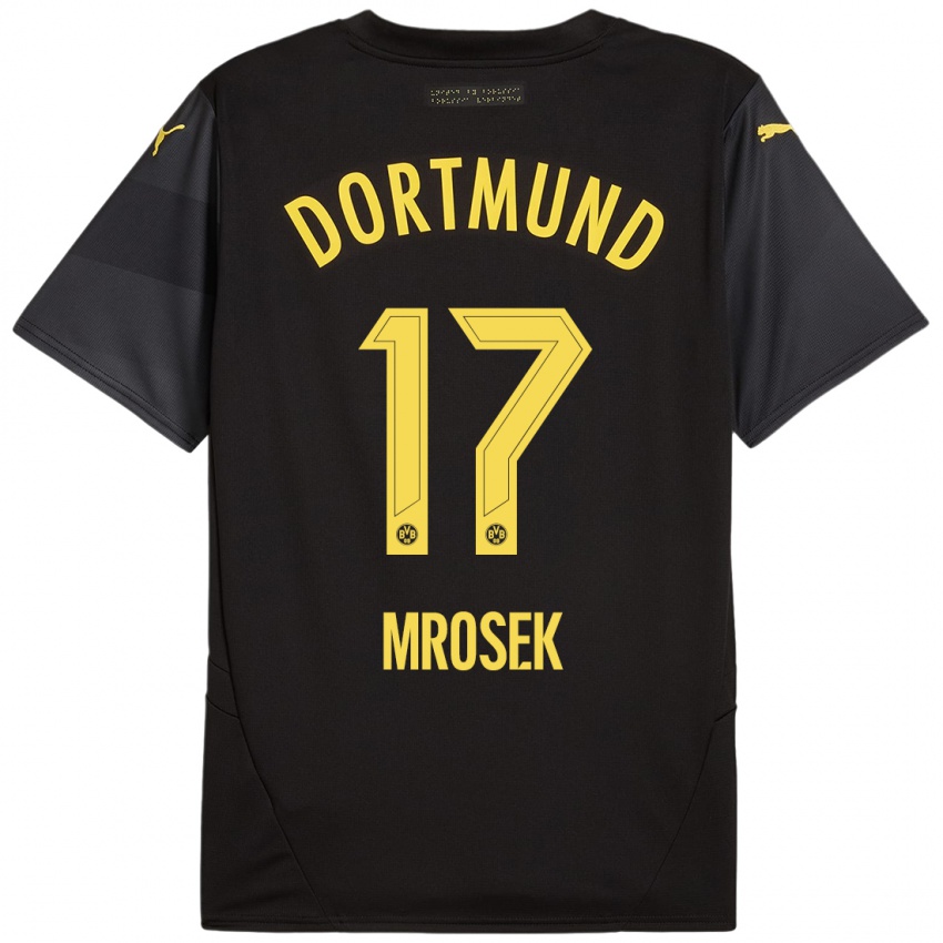 Gyermek Noah Mrosek #17 Fekete Sárga Idegenbeli Jersey 2024/25 Mez Póló Ing