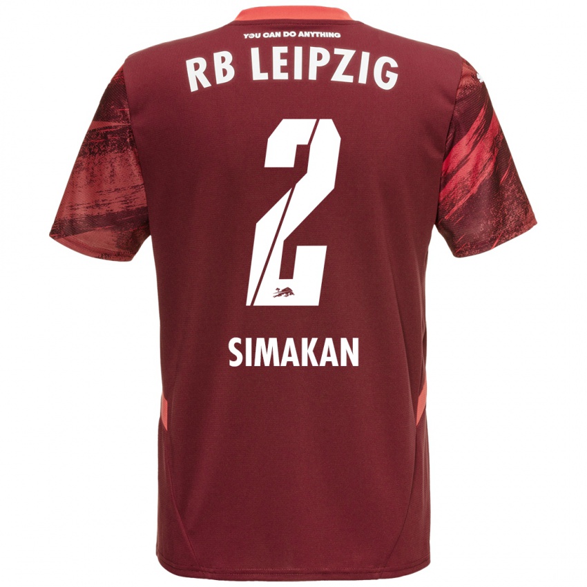 Gyermek Mohamed Simakan #2 Burgundia Idegenbeli Jersey 2024/25 Mez Póló Ing