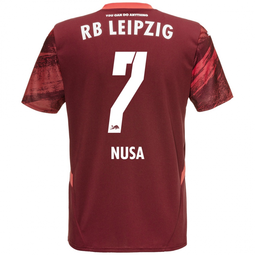 Gyermek Antonio Nusa #7 Burgundia Idegenbeli Jersey 2024/25 Mez Póló Ing