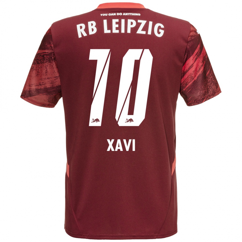 Gyermek Xavi Simons #10 Burgundia Idegenbeli Jersey 2024/25 Mez Póló Ing