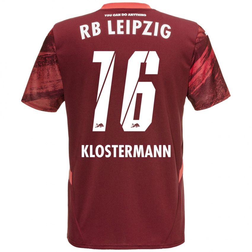 Gyermek Lukas Klostermann #16 Burgundia Idegenbeli Jersey 2024/25 Mez Póló Ing