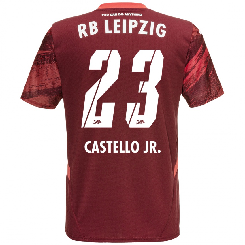 Gyermek Castello Lukeba #23 Burgundia Idegenbeli Jersey 2024/25 Mez Póló Ing