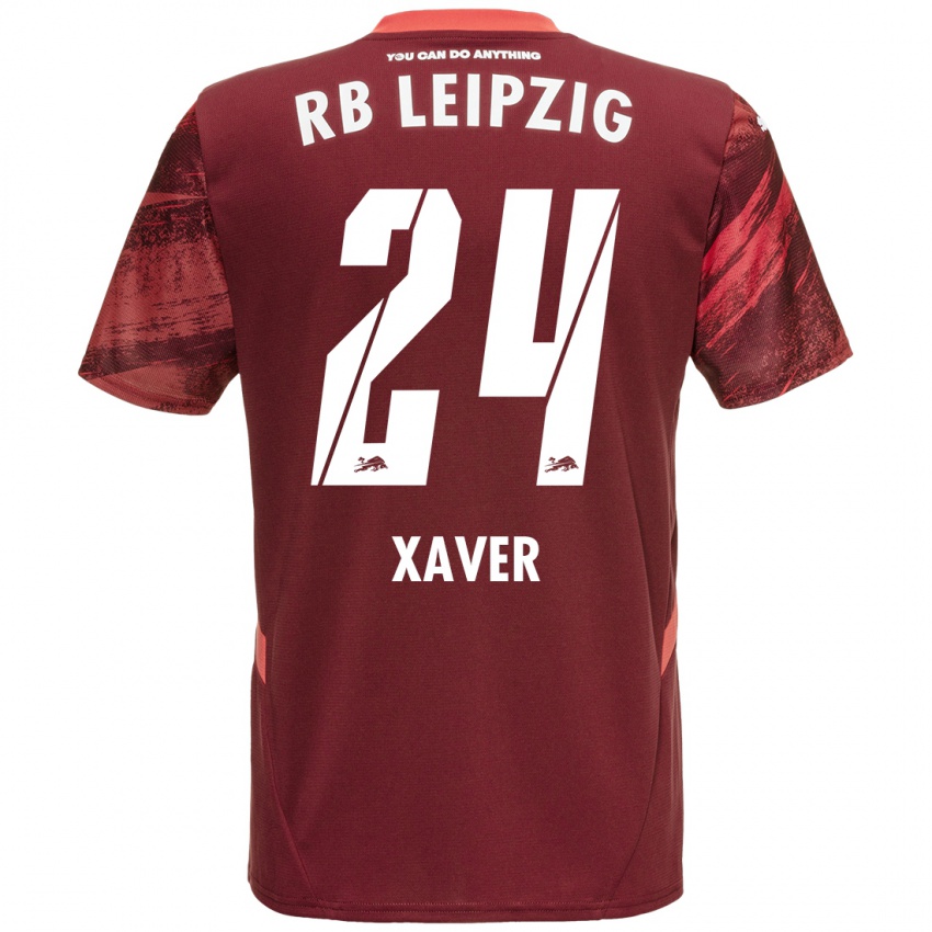 Gyermek Xaver Schlager #24 Burgundia Idegenbeli Jersey 2024/25 Mez Póló Ing