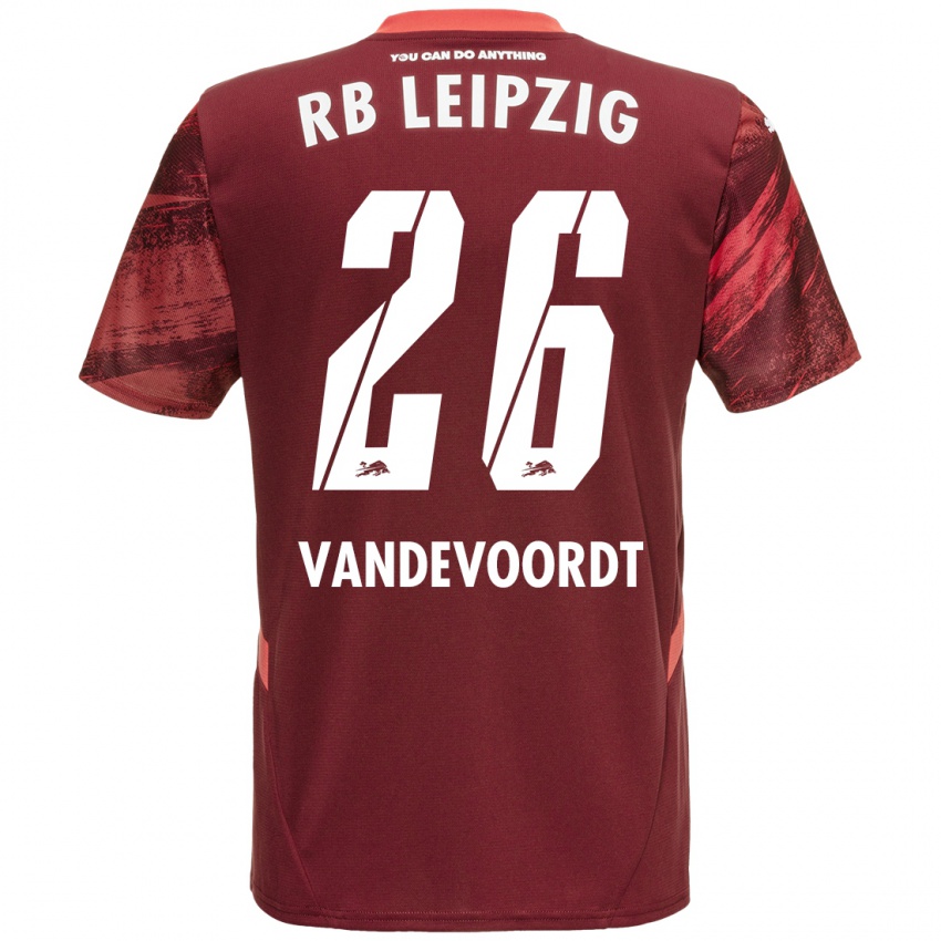 Gyermek Maarten Vandevoordt #26 Burgundia Idegenbeli Jersey 2024/25 Mez Póló Ing