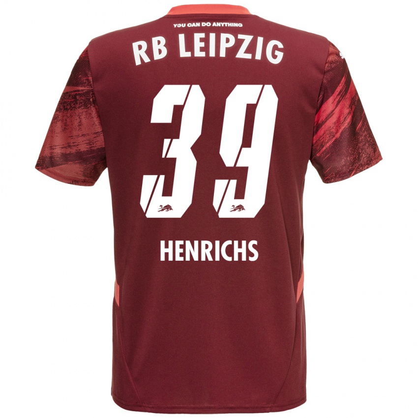 Gyermek Benjamin Henrichs #39 Burgundia Idegenbeli Jersey 2024/25 Mez Póló Ing