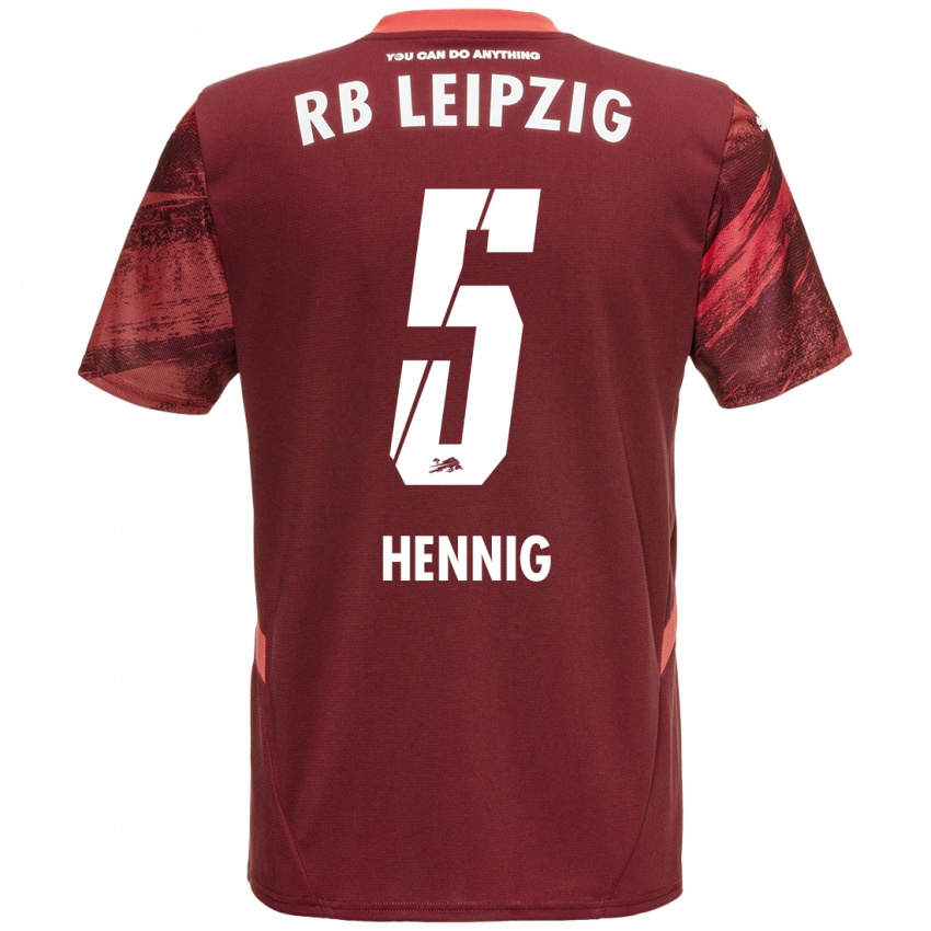 Gyermek Lenny Hennig #5 Burgundia Idegenbeli Jersey 2024/25 Mez Póló Ing