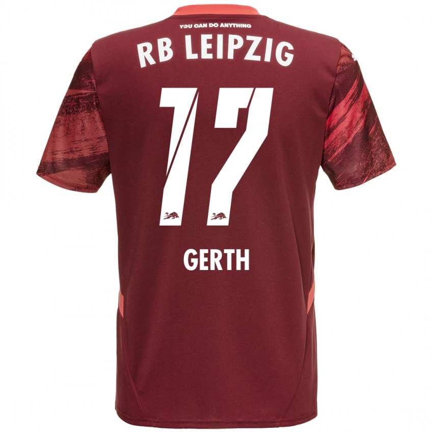 Gyermek Amos Gerth #17 Burgundia Idegenbeli Jersey 2024/25 Mez Póló Ing