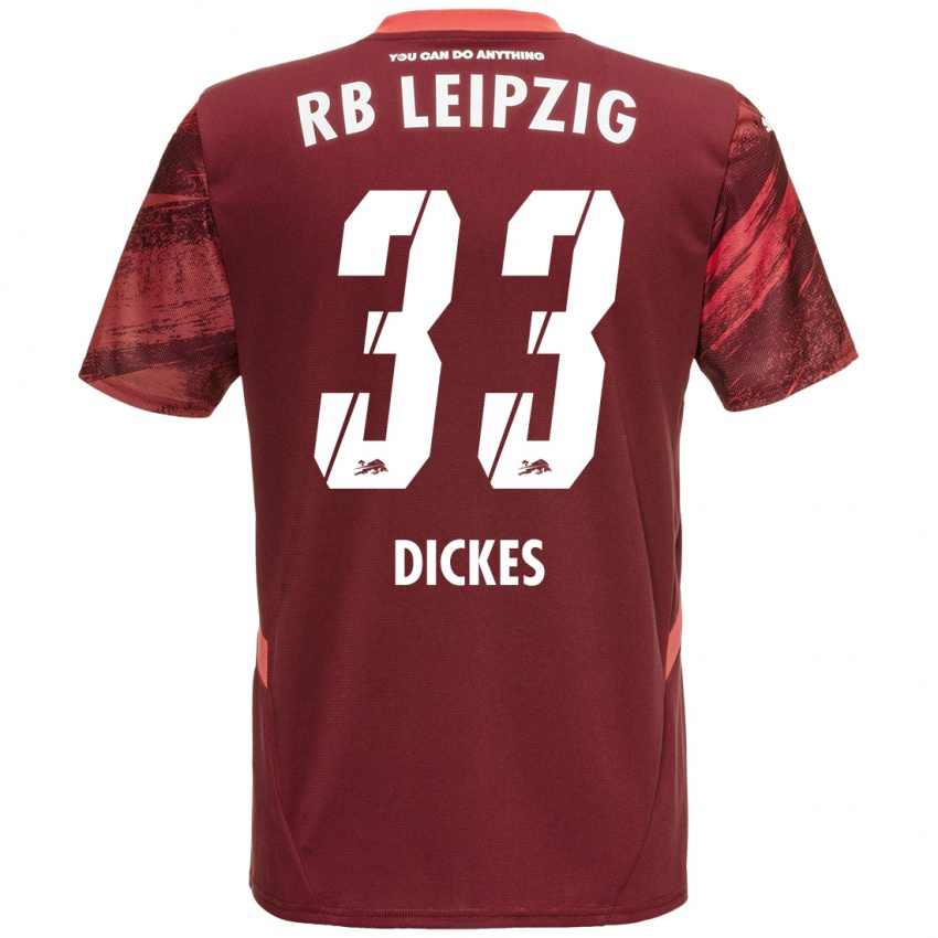 Gyermek Fernando Dickes #33 Burgundia Idegenbeli Jersey 2024/25 Mez Póló Ing