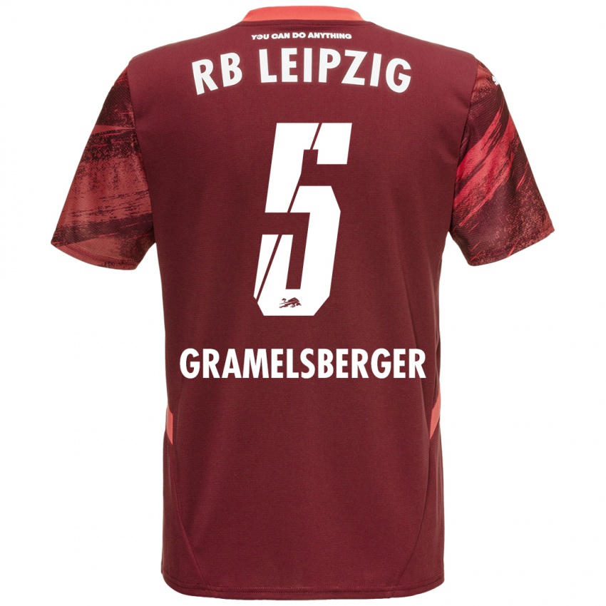 Gyermek Lennert Gramelsberger #5 Burgundia Idegenbeli Jersey 2024/25 Mez Póló Ing