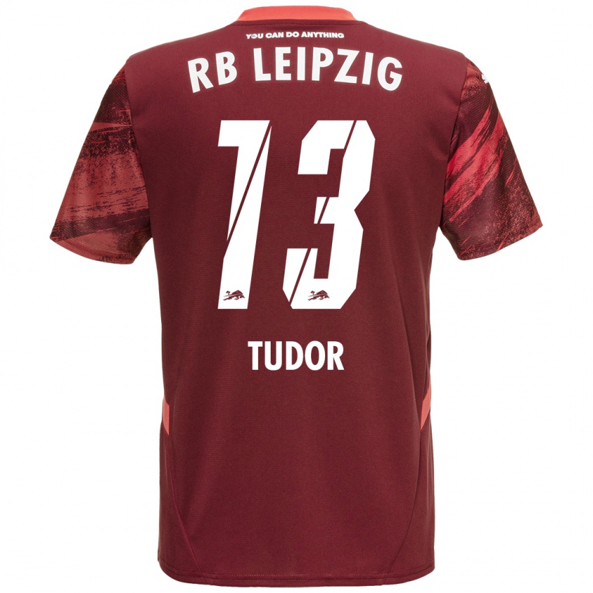 Gyermek Aaron Tudor #13 Burgundia Idegenbeli Jersey 2024/25 Mez Póló Ing