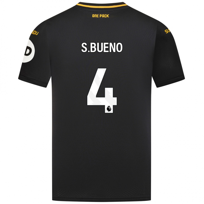 Gyermek Santiago Bueno #4 Fekete Idegenbeli Jersey 2024/25 Mez Póló Ing