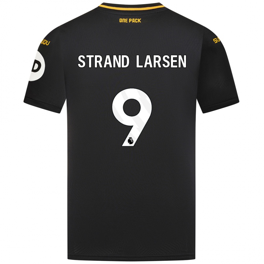 Gyermek Jørgen Strand Larsen #9 Fekete Idegenbeli Jersey 2024/25 Mez Póló Ing