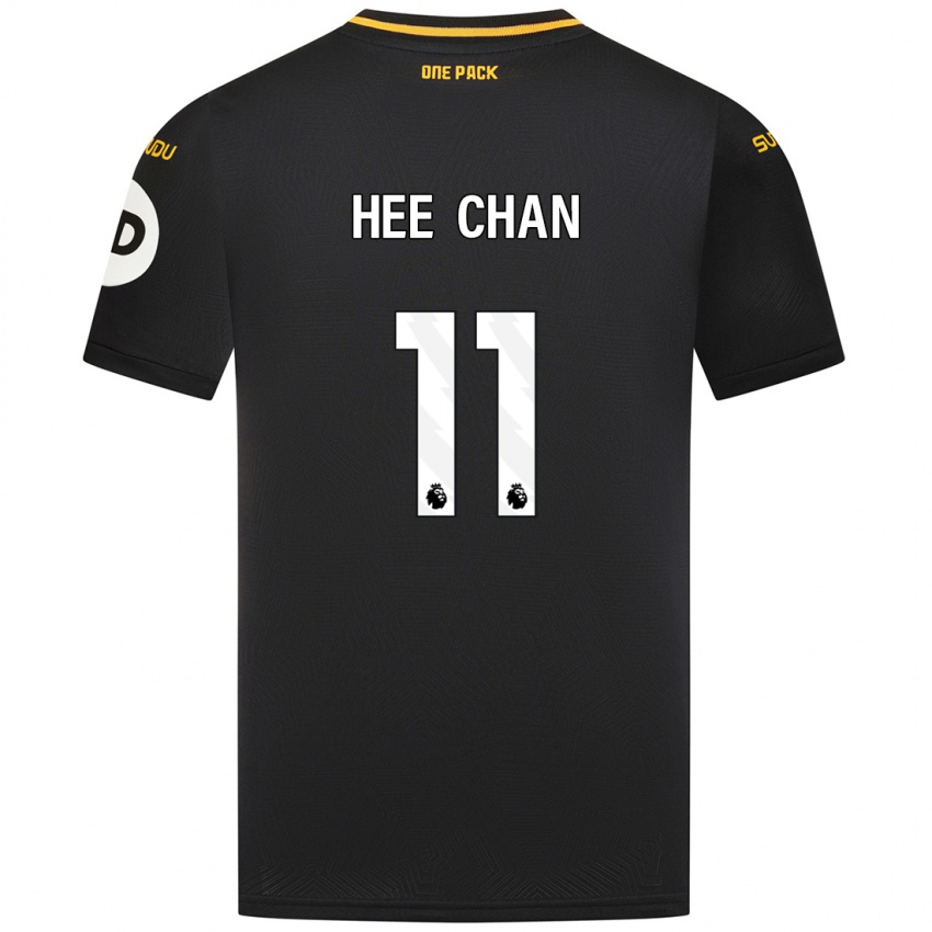 Gyermek Hee-Chan Hwang #11 Fekete Idegenbeli Jersey 2024/25 Mez Póló Ing