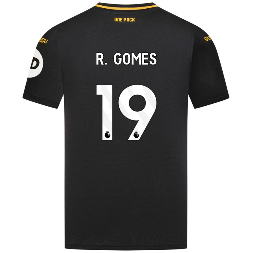 Gyermek Rodrigo Gomes #19 Fekete Idegenbeli Jersey 2024/25 Mez Póló Ing