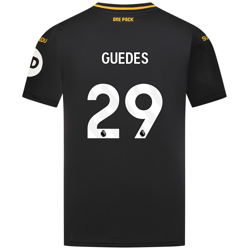 Gyermek Goncalo Guedes #29 Fekete Idegenbeli Jersey 2024/25 Mez Póló Ing