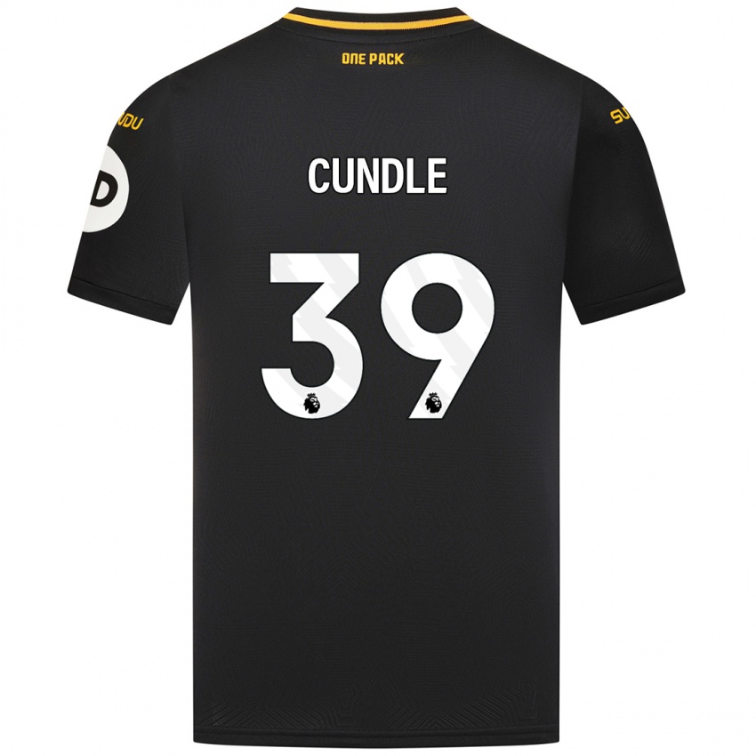 Gyermek Luke Cundle #39 Fekete Idegenbeli Jersey 2024/25 Mez Póló Ing