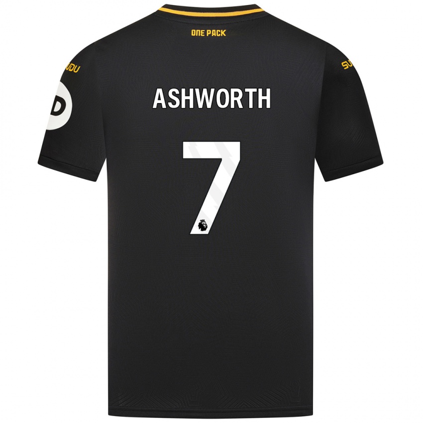 Gyermek Fin Ashworth #7 Fekete Idegenbeli Jersey 2024/25 Mez Póló Ing