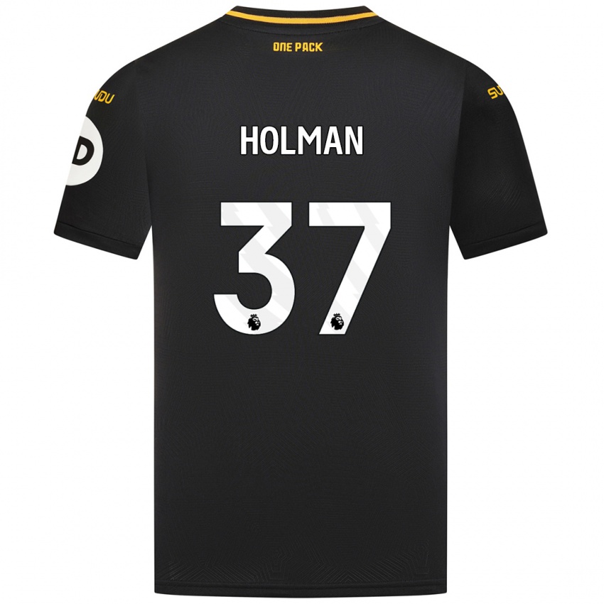 Gyermek Fletcher Holman #37 Fekete Idegenbeli Jersey 2024/25 Mez Póló Ing