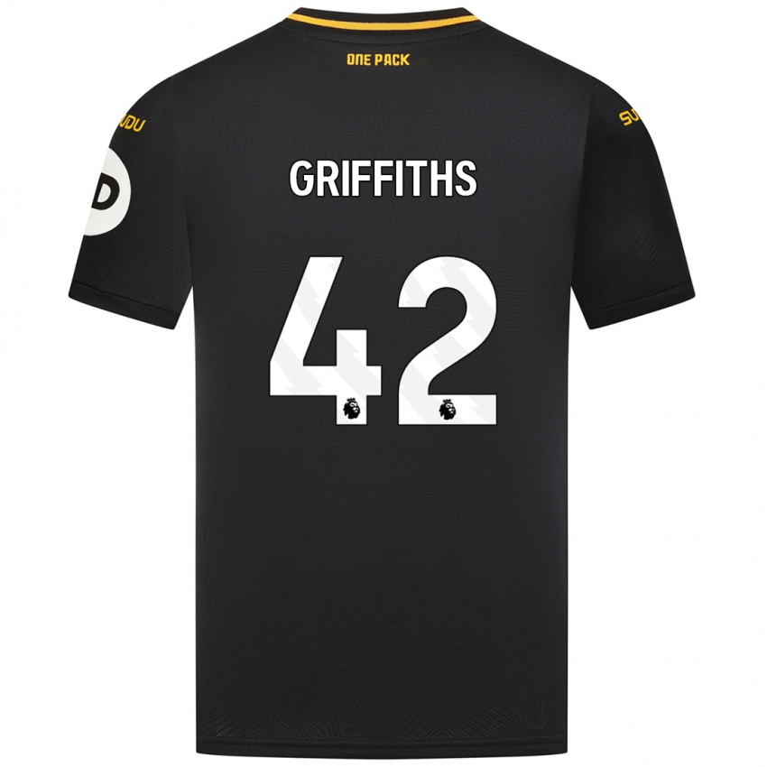 Gyermek Harvey Griffiths #42 Fekete Idegenbeli Jersey 2024/25 Mez Póló Ing