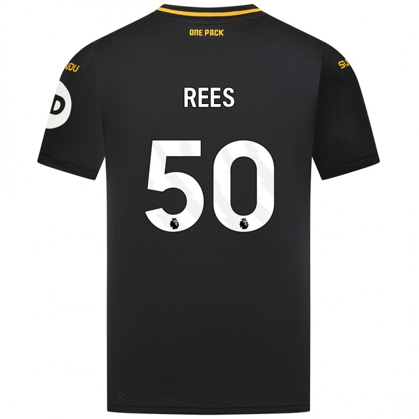 Gyermek Mason Rees #50 Fekete Idegenbeli Jersey 2024/25 Mez Póló Ing