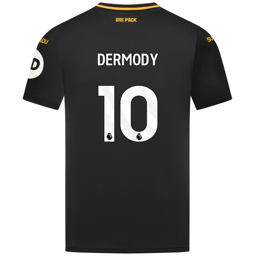 Gyermek Helen Dermody #10 Fekete Idegenbeli Jersey 2024/25 Mez Póló Ing