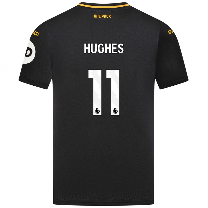 Gyermek Amber Hughes #11 Fekete Idegenbeli Jersey 2024/25 Mez Póló Ing