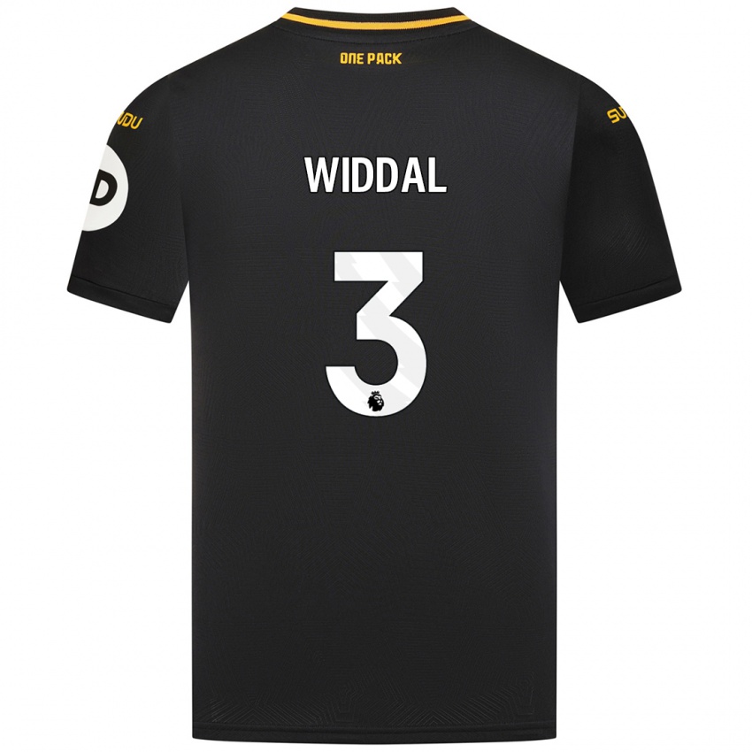 Gyermek Natalie Widdal #3 Fekete Idegenbeli Jersey 2024/25 Mez Póló Ing