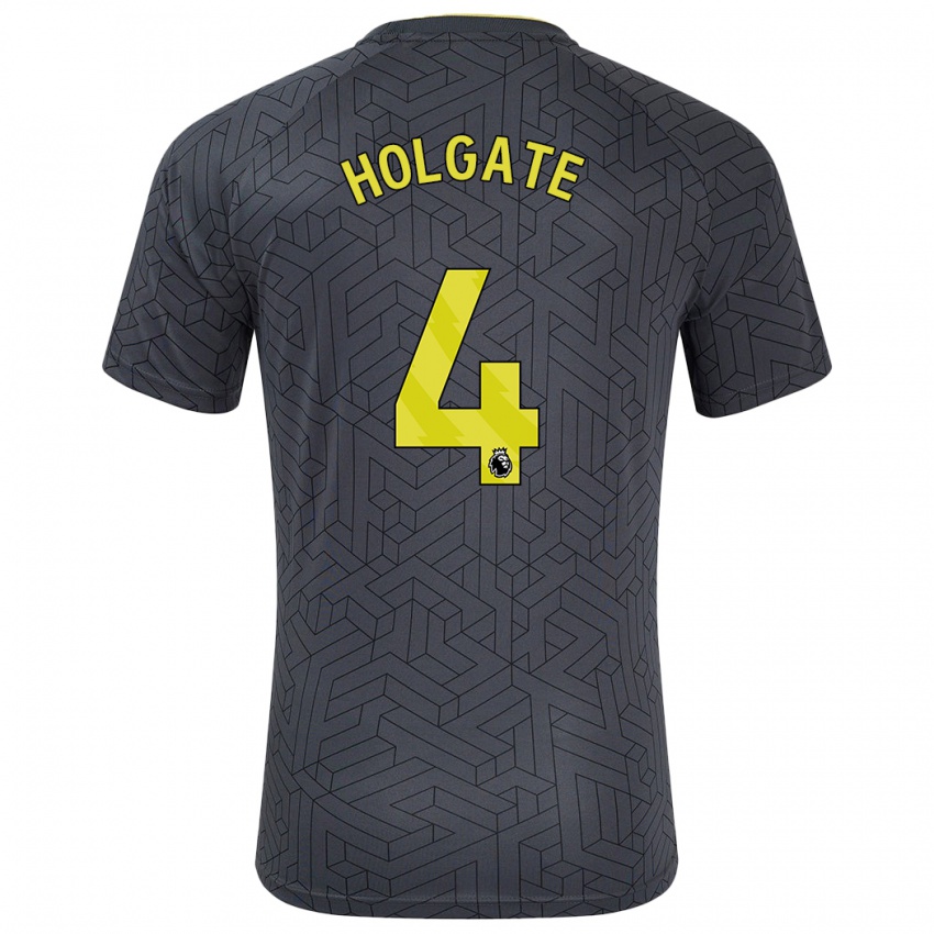 Gyermek Mason Holgate #4 Fekete Sárga Idegenbeli Jersey 2024/25 Mez Póló Ing