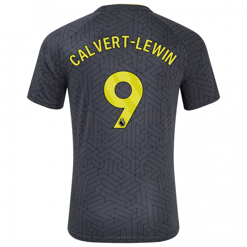 Gyermek Dominic Calvert-Lewin #9 Fekete Sárga Idegenbeli Jersey 2024/25 Mez Póló Ing