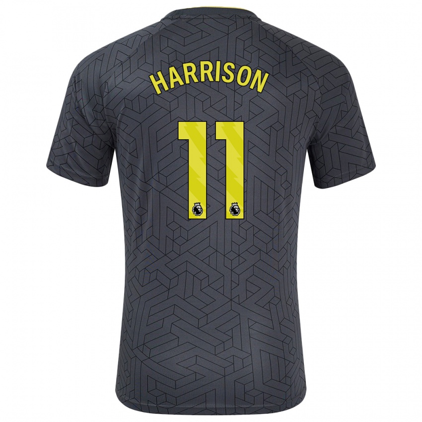 Gyermek Jack Harrison #11 Fekete Sárga Idegenbeli Jersey 2024/25 Mez Póló Ing