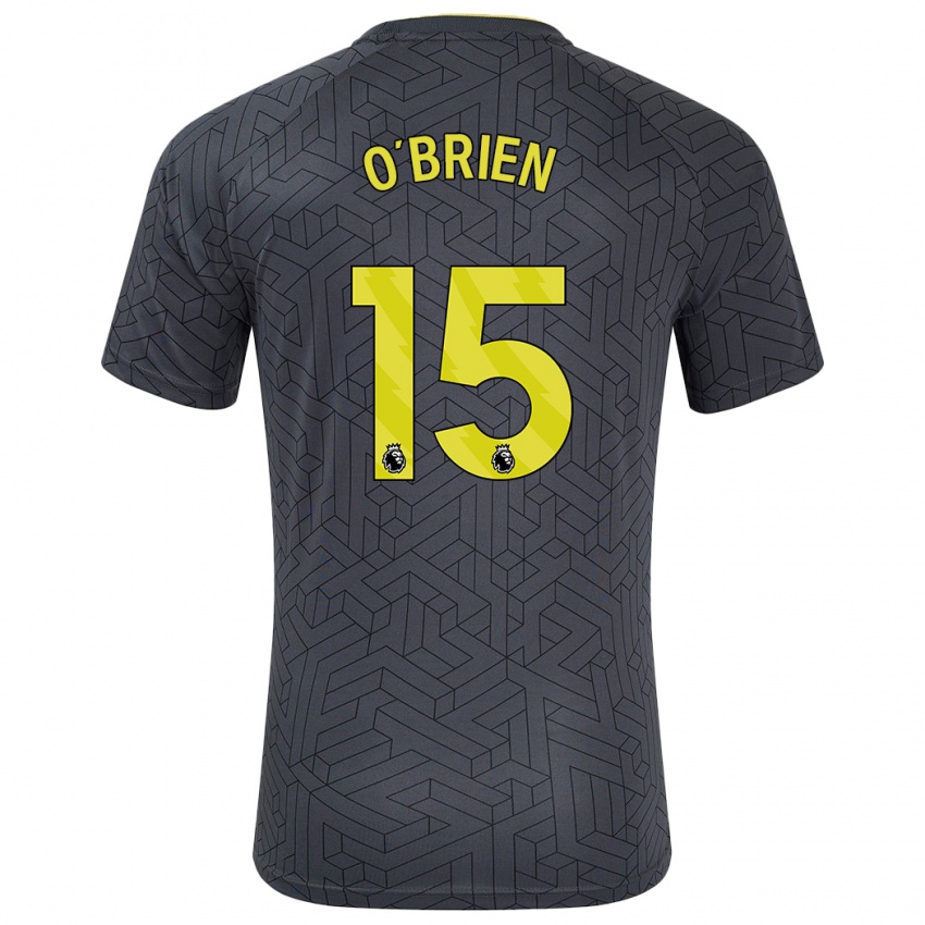 Gyermek Jake O'brien #15 Fekete Sárga Idegenbeli Jersey 2024/25 Mez Póló Ing