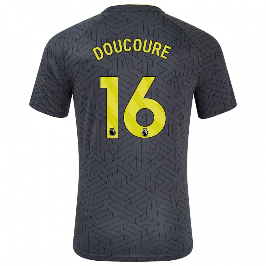 Gyermek Abdoulaye Doucouré #16 Fekete Sárga Idegenbeli Jersey 2024/25 Mez Póló Ing