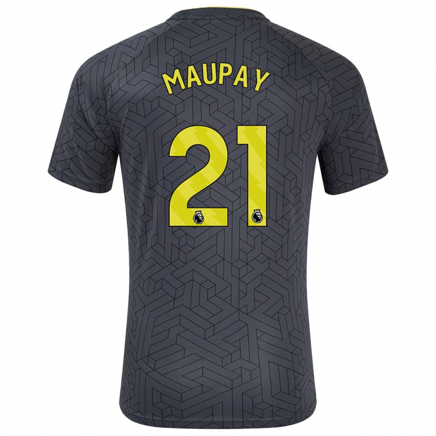 Gyermek Neal Maupay #21 Fekete Sárga Idegenbeli Jersey 2024/25 Mez Póló Ing