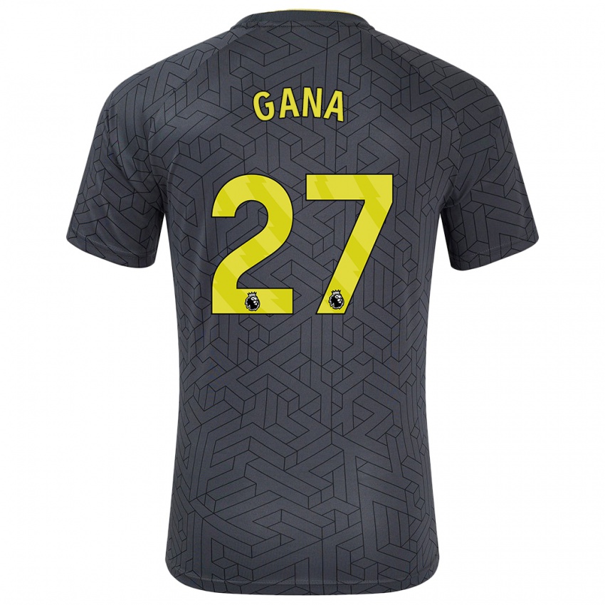 Gyermek Idrissa Gueye #27 Fekete Sárga Idegenbeli Jersey 2024/25 Mez Póló Ing