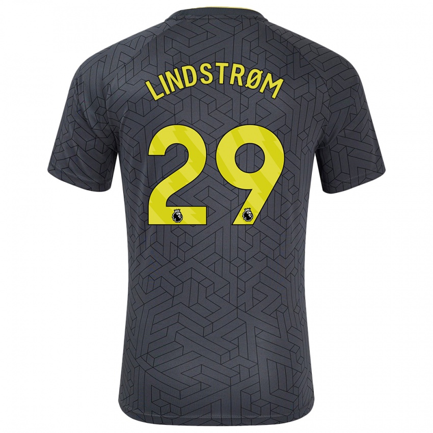 Gyermek Jesper Lindstrøm #29 Fekete Sárga Idegenbeli Jersey 2024/25 Mez Póló Ing