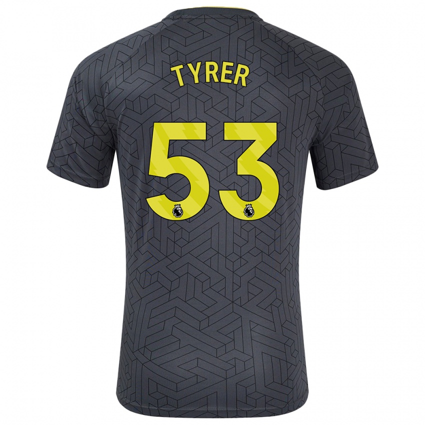 Gyermek Harry Tyrer #53 Fekete Sárga Idegenbeli Jersey 2024/25 Mez Póló Ing