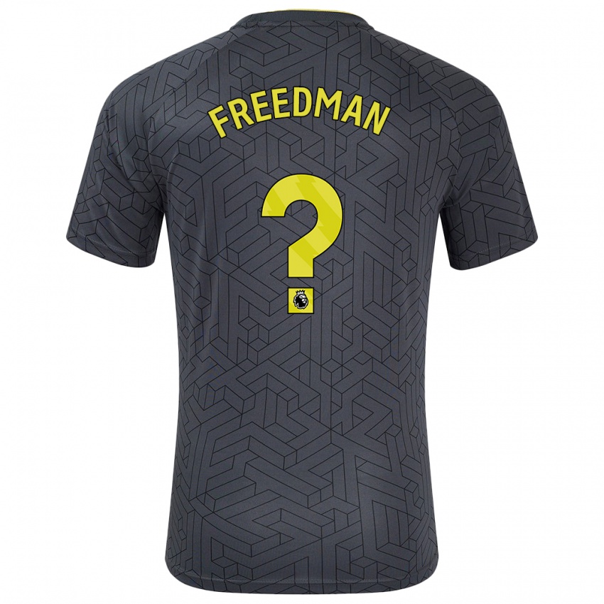 Gyermek Freddie Freedman #0 Fekete Sárga Idegenbeli Jersey 2024/25 Mez Póló Ing