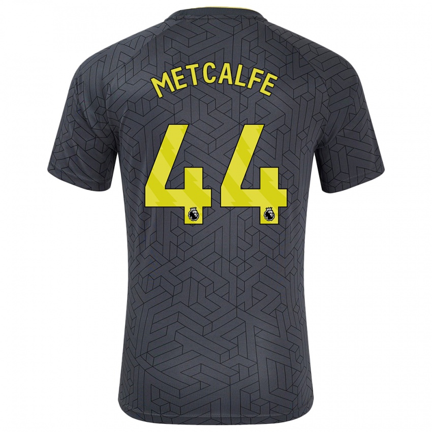 Gyermek Jenson Metcalfe #44 Fekete Sárga Idegenbeli Jersey 2024/25 Mez Póló Ing