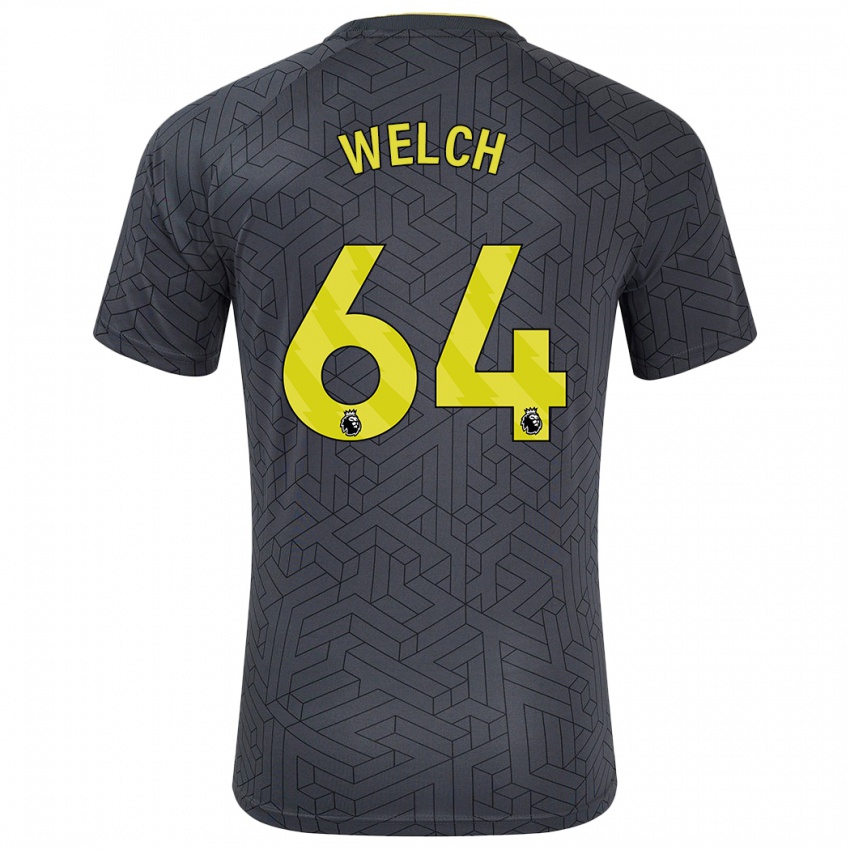 Gyermek Reece Welch #64 Fekete Sárga Idegenbeli Jersey 2024/25 Mez Póló Ing