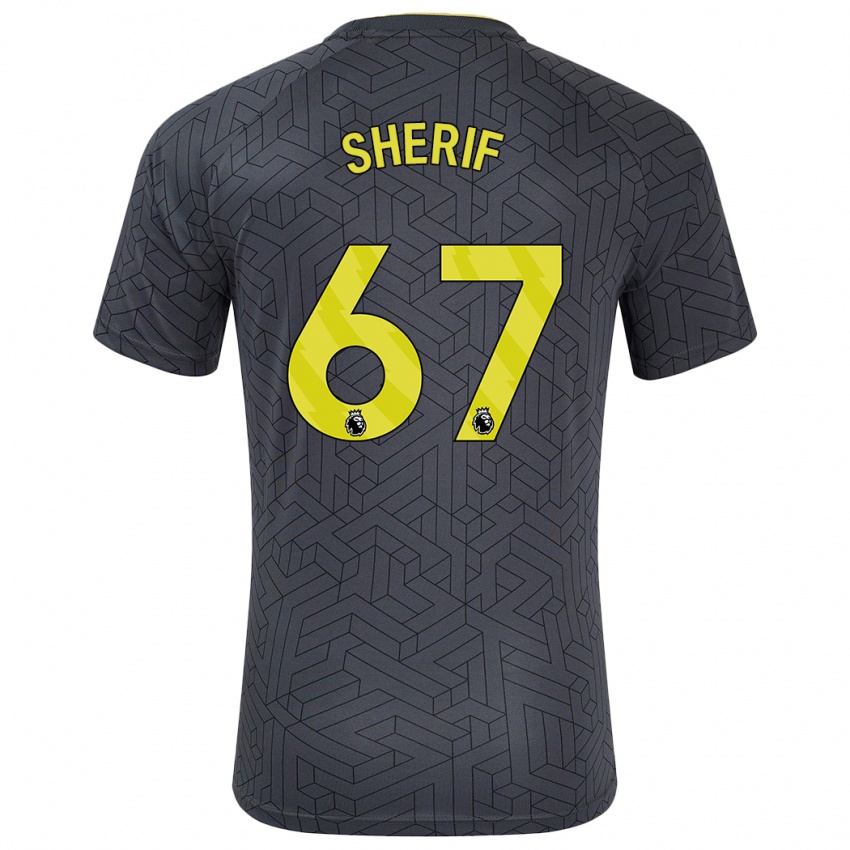 Gyermek Martin Sherif #67 Fekete Sárga Idegenbeli Jersey 2024/25 Mez Póló Ing