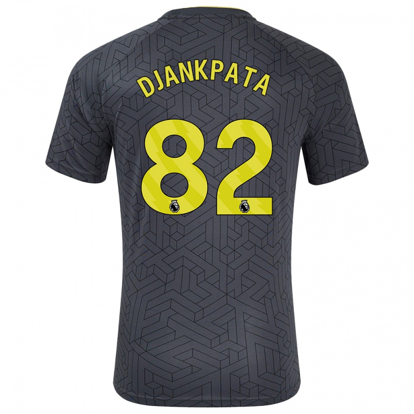 Gyermek Halid Djankpata #82 Fekete Sárga Idegenbeli Jersey 2024/25 Mez Póló Ing