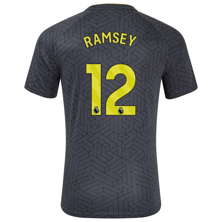 Gyermek Emily Ramsey #12 Fekete Sárga Idegenbeli Jersey 2024/25 Mez Póló Ing