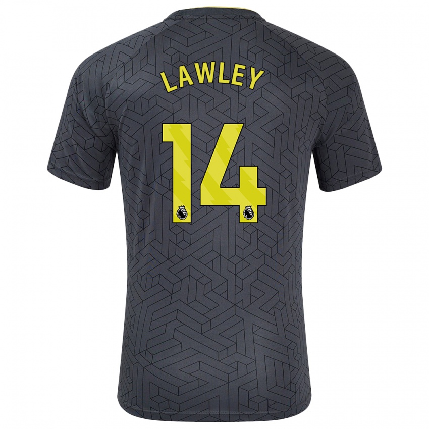 Gyermek Melissa Lawley #14 Fekete Sárga Idegenbeli Jersey 2024/25 Mez Póló Ing