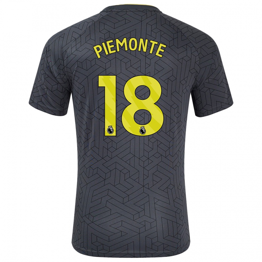 Gyermek Martina Piemonte #18 Fekete Sárga Idegenbeli Jersey 2024/25 Mez Póló Ing