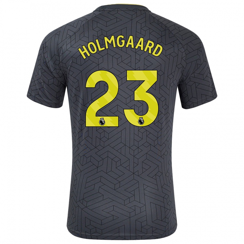 Gyermek Sara Holmgaard #23 Fekete Sárga Idegenbeli Jersey 2024/25 Mez Póló Ing