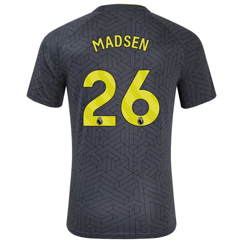 Gyermek Rikke Madsen #26 Fekete Sárga Idegenbeli Jersey 2024/25 Mez Póló Ing