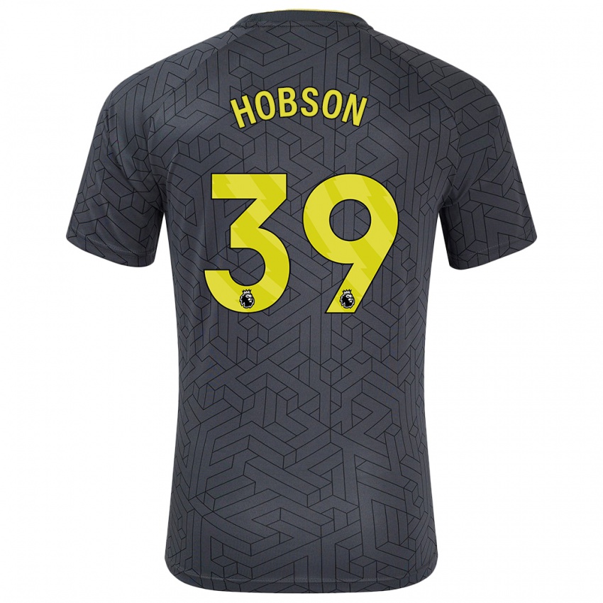 Gyermek Issy Hobson #39 Fekete Sárga Idegenbeli Jersey 2024/25 Mez Póló Ing