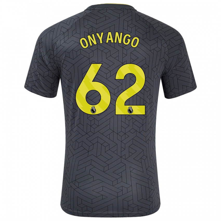 Gyermek Tyler Onyango #62 Fekete Sárga Idegenbeli Jersey 2024/25 Mez Póló Ing